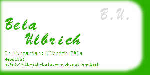 bela ulbrich business card